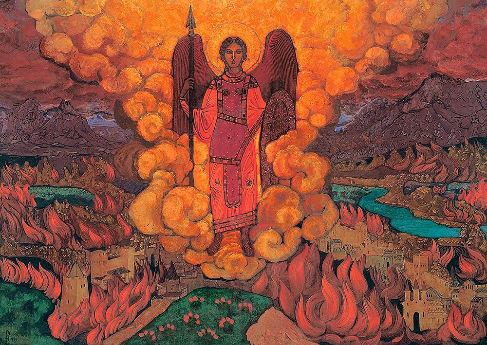 Last Angel (1912) illustrated by Nicholas Roerich. Original public domain image from Wikimedia Commons. Digitally enhanced…