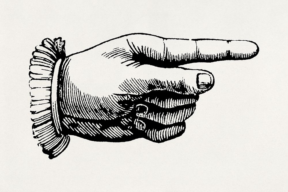 A manicule or pointing hand (1850) vintage icon. Original public domain image from Wikipedia. Digitally enhanced by rawpixel.