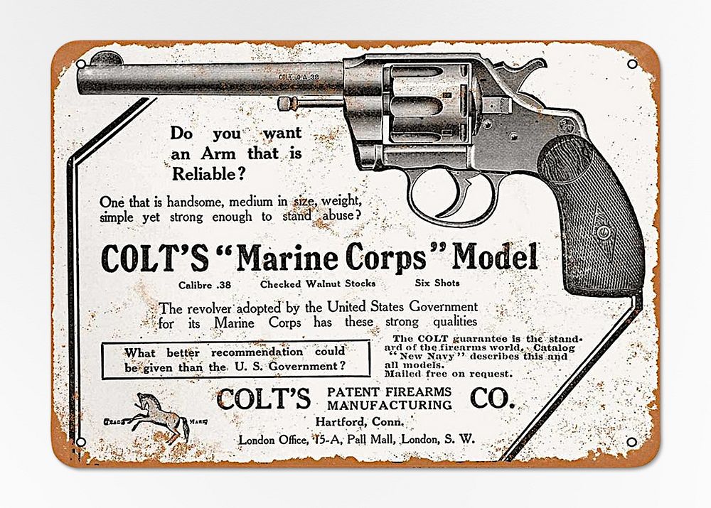 Colt Model 1905 Marine Corps advertisement (2021). Original public domain image from Wikipedia. Digitally enhanced by…