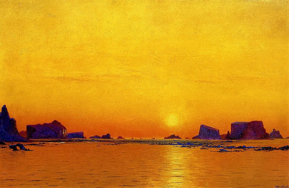Ice Floes Under The Midnight Sun (1869) oil painting by William Bradford. Original public domain image from Wikipedia.…
