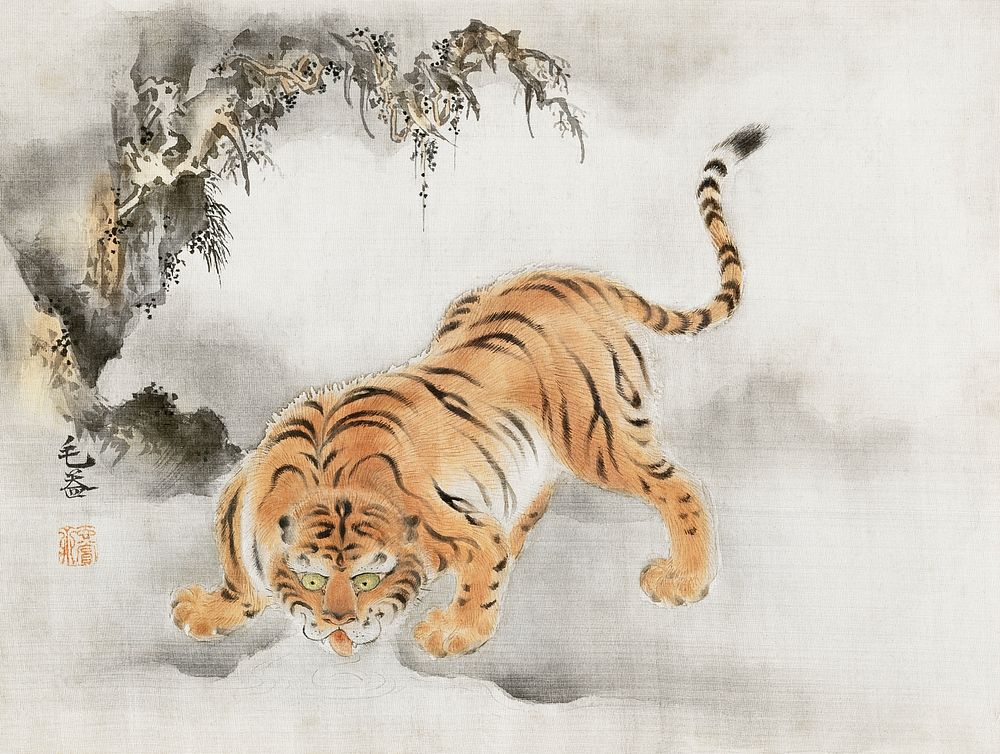 Tiger (1816-1828) Japanese ukiyo-e art | Free Photo Illustration - rawpixel