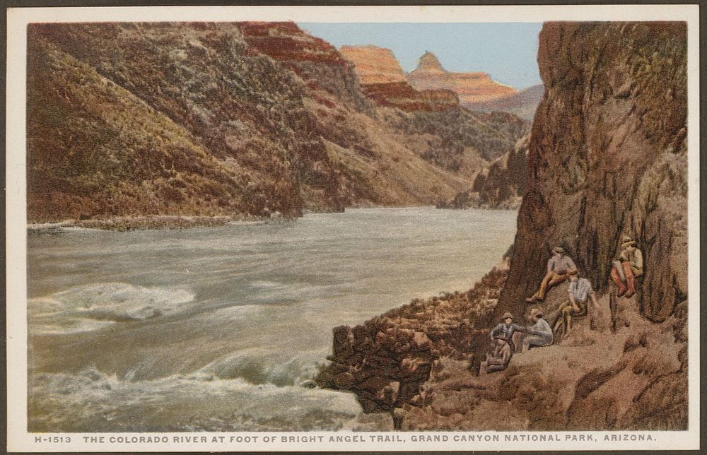 The Colorado River at foot of Bright Angel Trail, Grand Canyon National Park, Arizona (c. 1928) by anonymous
