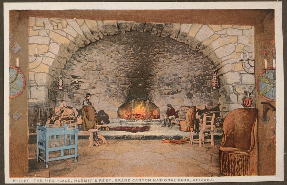 The Fire place, Hermit's Rest, Grand Canyon National Park, Arizona (c. 1928) by anonymous