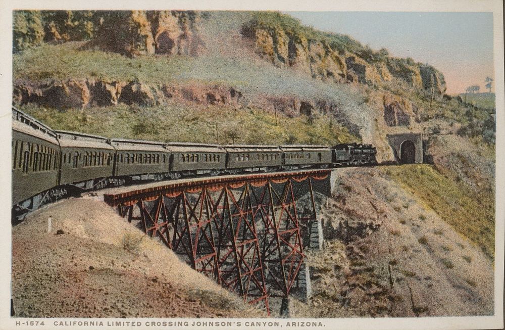 California Limited crossing Johnson's Canyon, Arizona (c. 1928) by anonymous