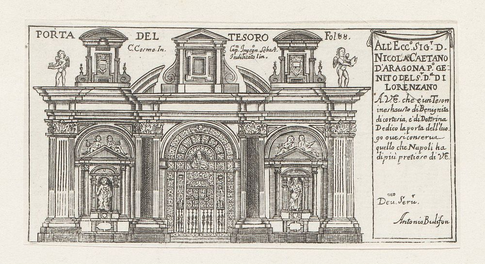 Ingang van de schatkamer van de Dom van Napels (1659 - 1707) by anonymous, C Cosmo, Nicola Caetano d Aragon and Antonio…