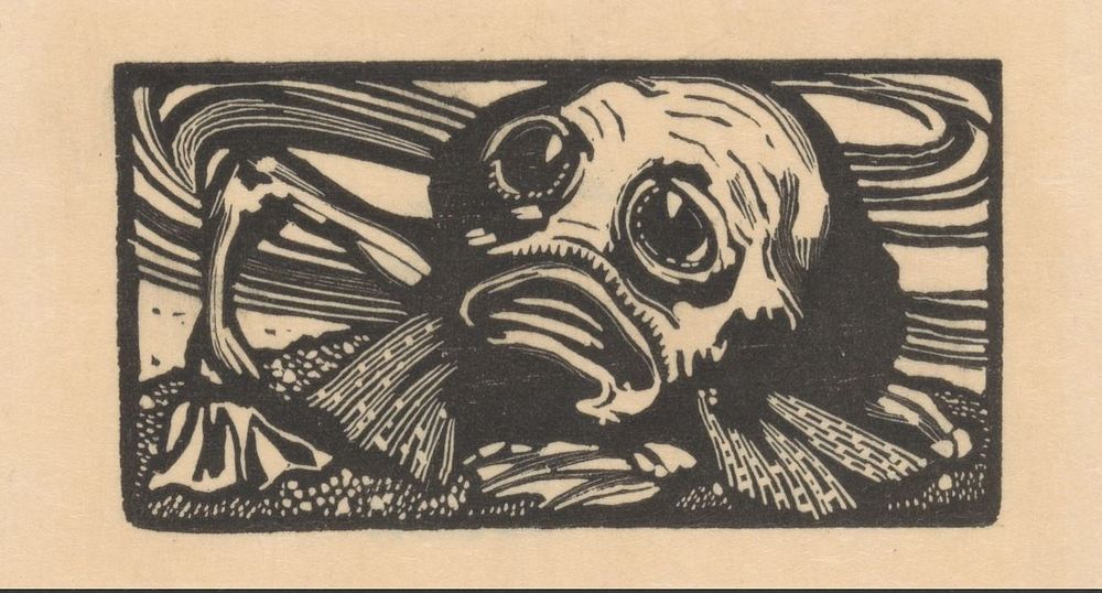 Vignet met bebaard monster voor de Mercure de France (1900) by Johannes Josephus Aarts
