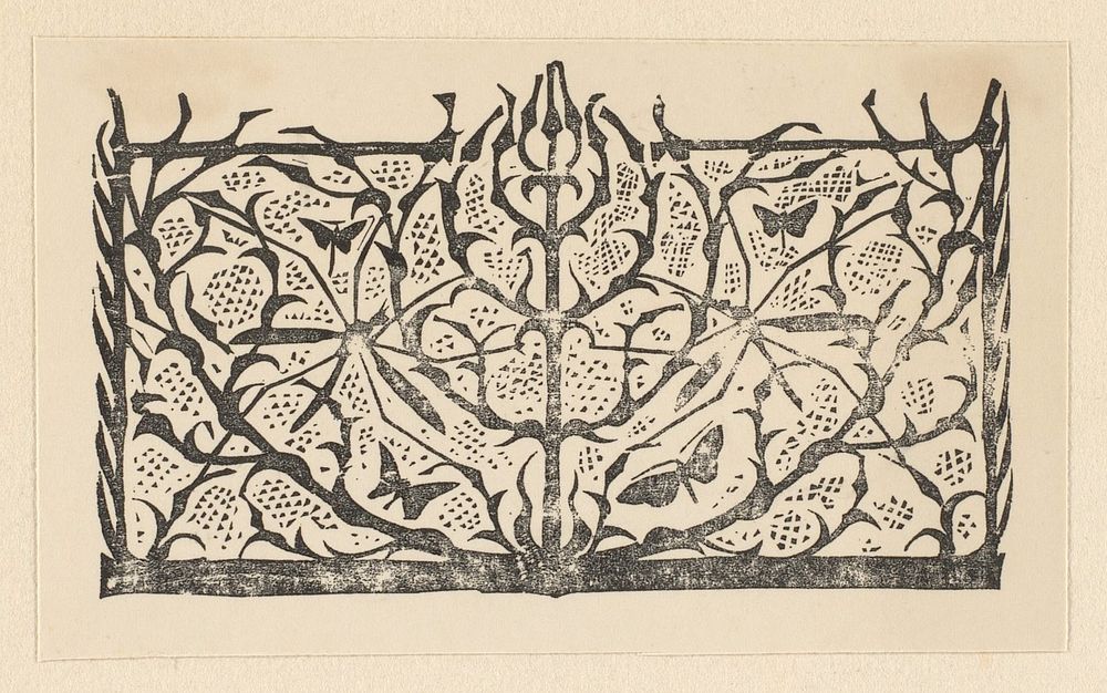 Titelhoofd met langpootmuggen en motten (1893) by Gerrit Willem Dijsselhof, Joh Enschedé and Zonen and Scheltema and Holkema…