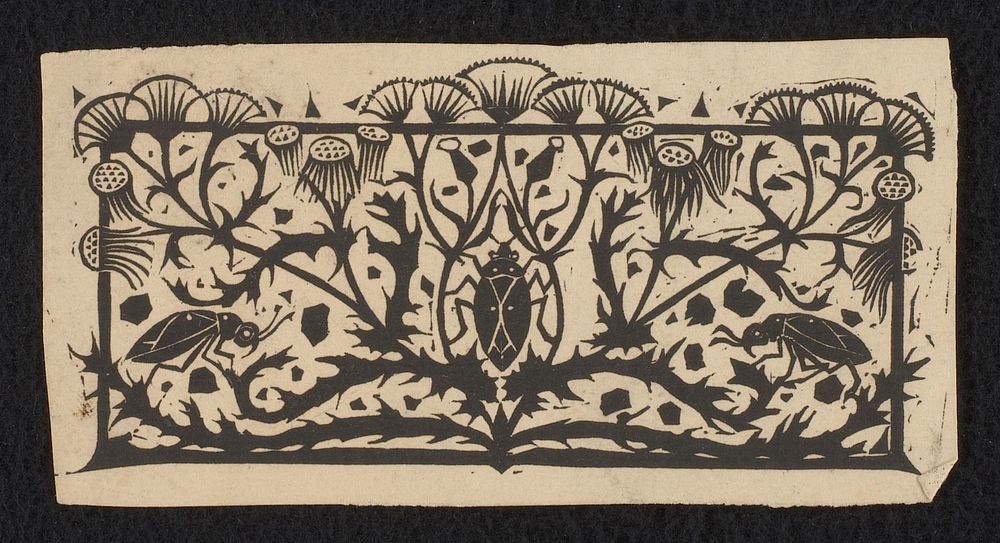 Titelhoofd met kevers en distels (1893) by Gerrit Willem Dijsselhof, Joh Enschedé and Zonen and Scheltema and Holkema s…