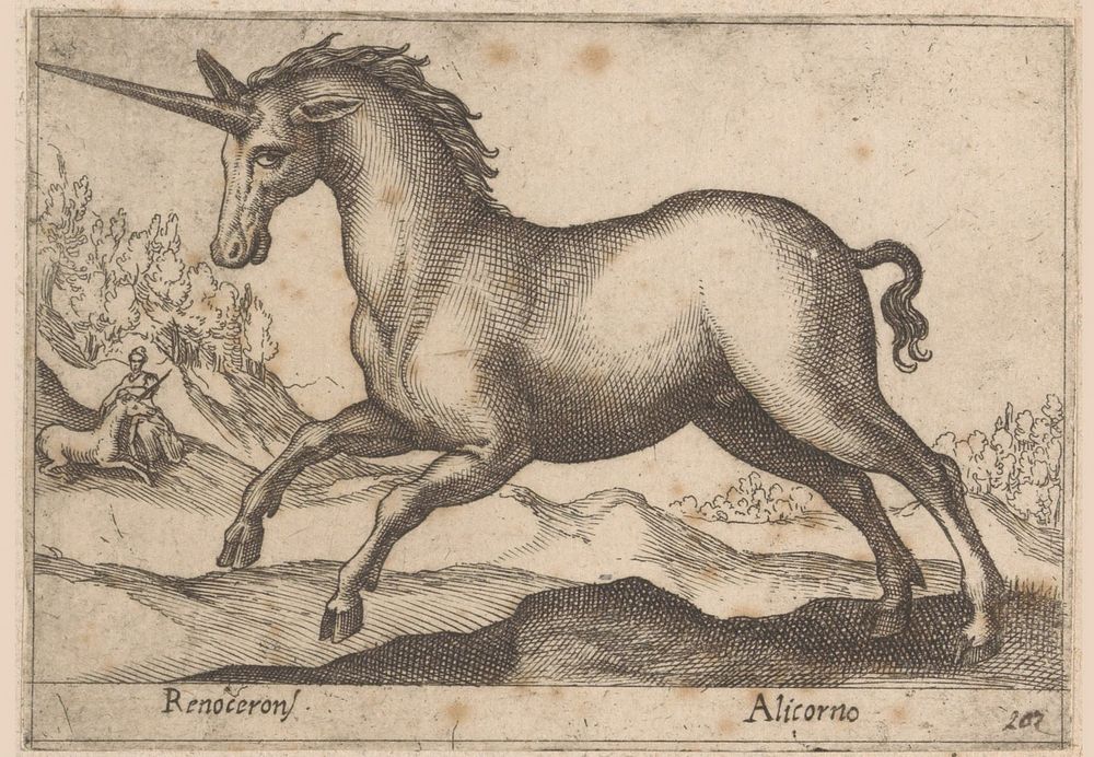 Eenhoorn (in or before 1650) by Antonio Tempesta, Giovanni Giacomo de Rossi and Innocentius X