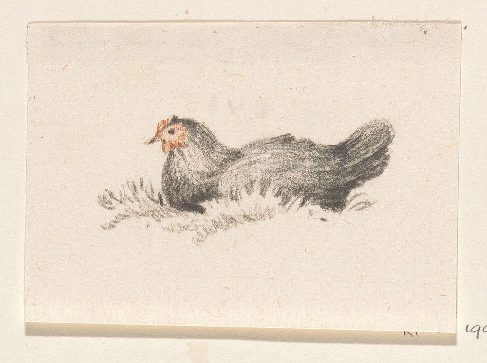 Zittende kip, naar links (1775 - 1833) by Jean Bernard