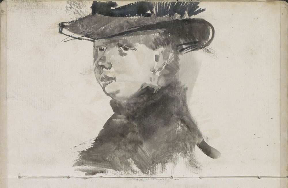 Portret van een onbekende vrouw met hoed (1884 - 1886) by George Hendrik Breitner