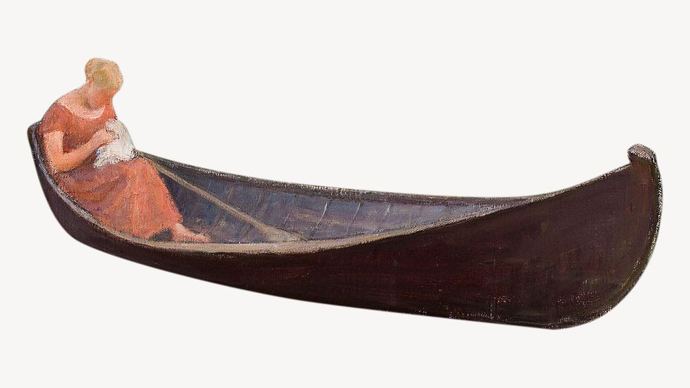 Woman in a boat, 1924, by Pekka Halonen PSD element