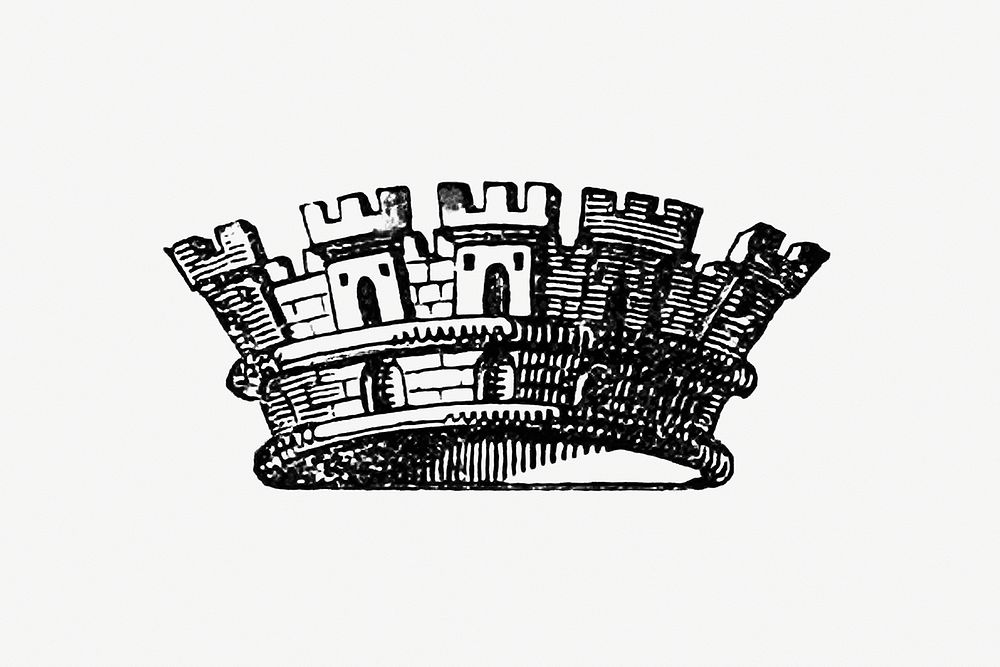 Vintage European style crown engraving by Alexandre Auguste Guilmeth (1842). Original from the British Library. Digitally…