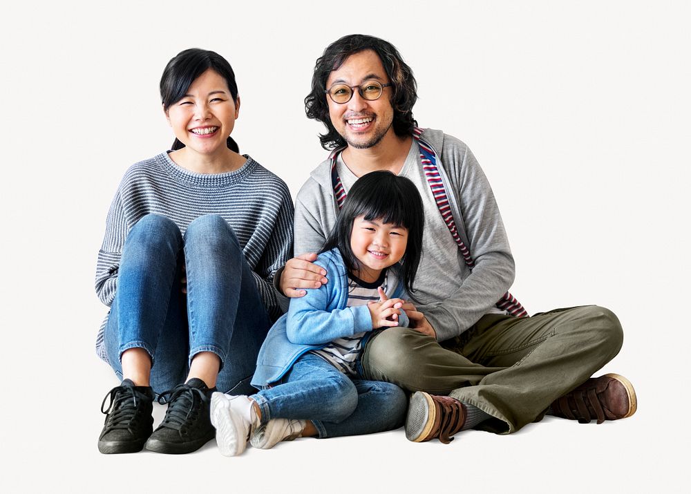 Cute Japanese family with daughter