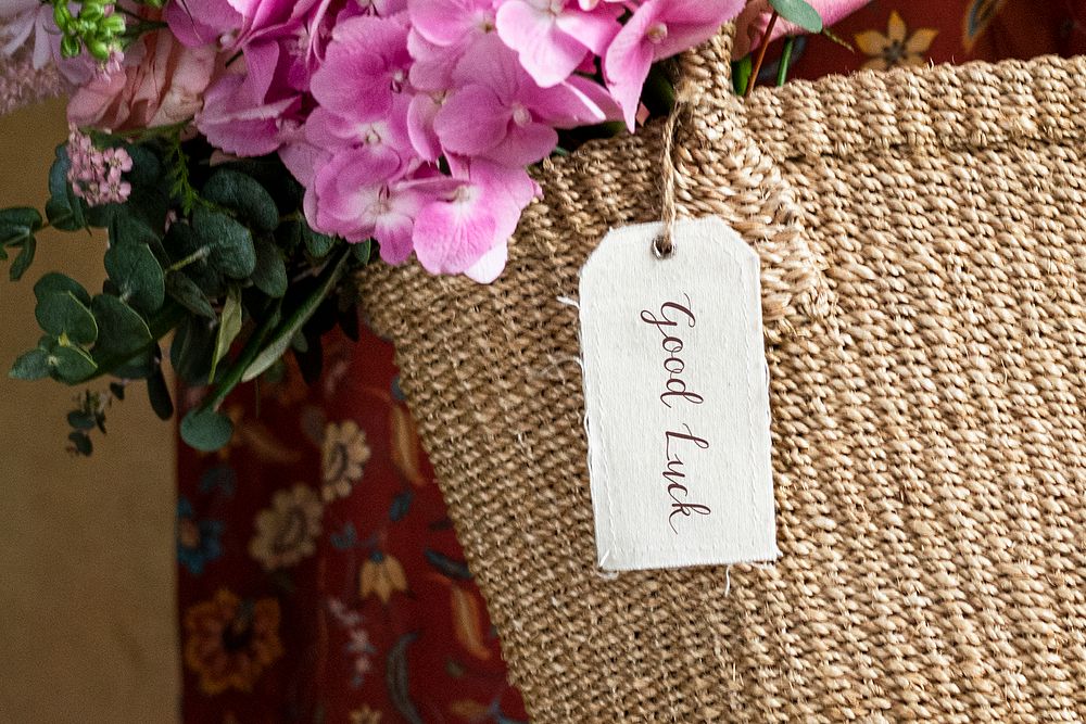 Flowers in a wicker bag