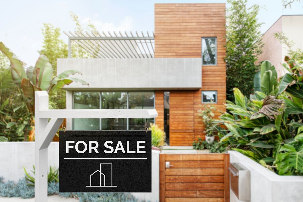 Modern house for sale, real estate housing advertisement