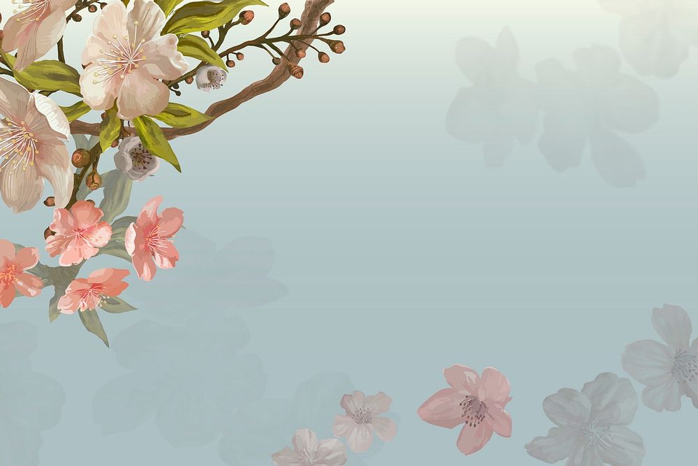 Traditional Sakura background, aesthetic flower border vector