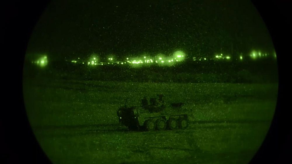U.S. Soldiers assigned to 1st Platoon, Lightning Troop, 3rd Squadron, 2d Calvary Regiment operate a Stryker armored vehicle…
