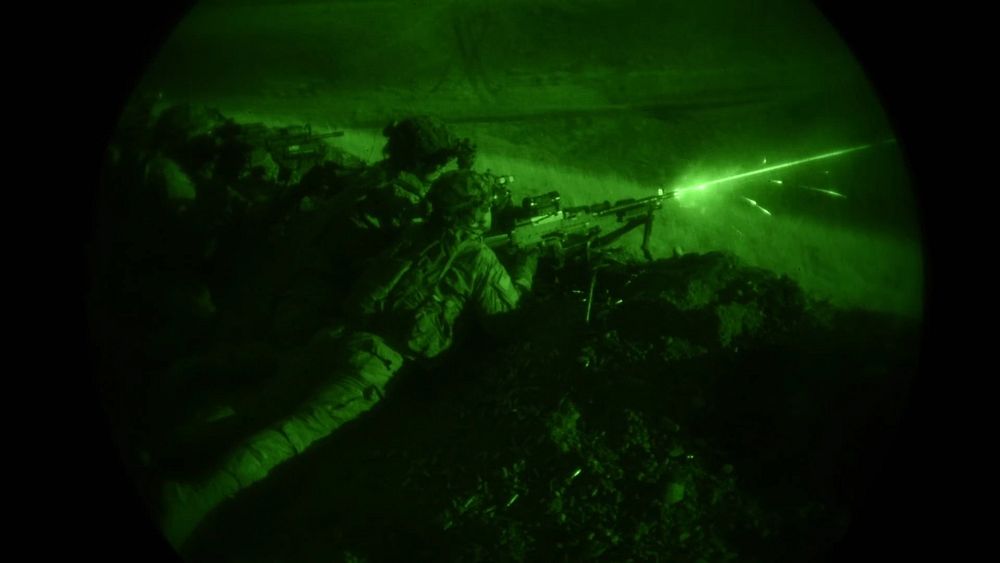 U.S. Soldiers assigned to 2nd Platoon, Lightning Troop, 3rd Squadron, 2d Calvary Regiment engage targets while participating…