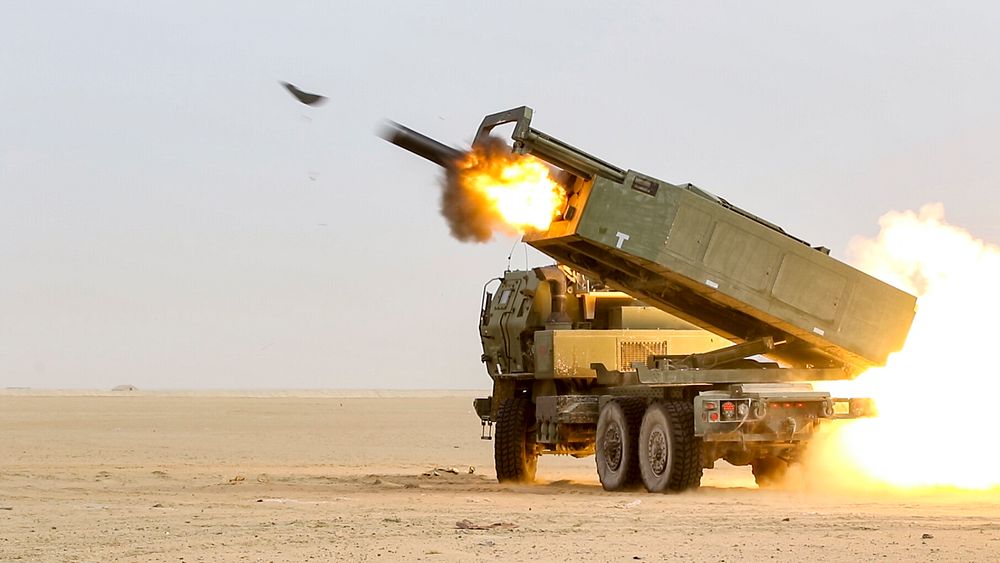 U.S. Soldiers assigned to the 65th Field Artillery Brigade fire a High Mobility Artillery Rocket System (HIMARS) during a…