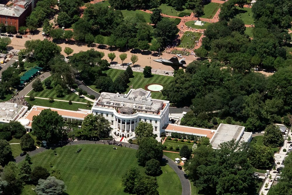 An F-35 Flies Over the White House. Original public domain image from Flickr