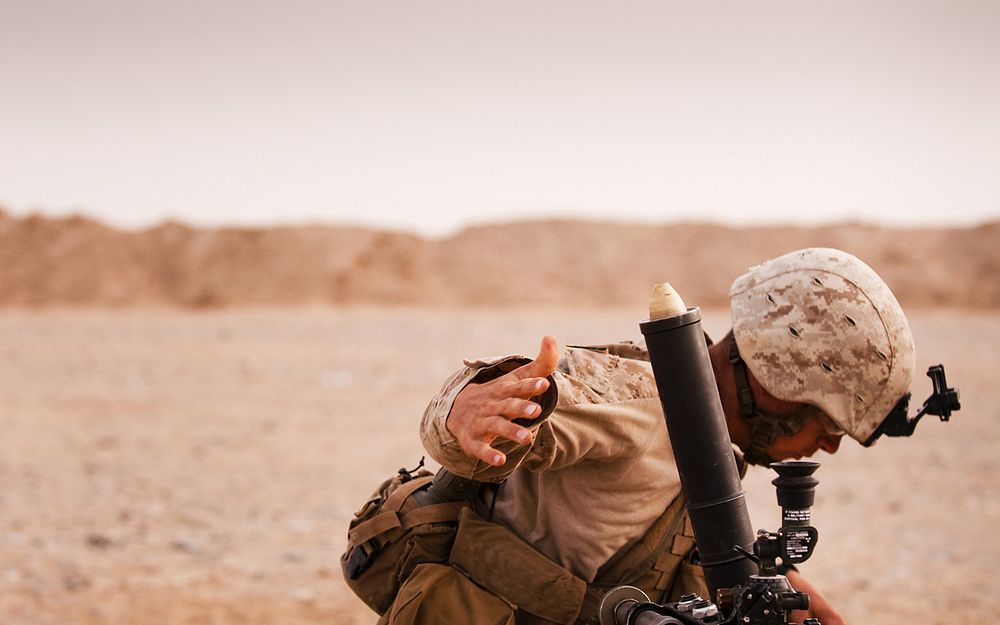 Marines fire mortars in Afghanistan