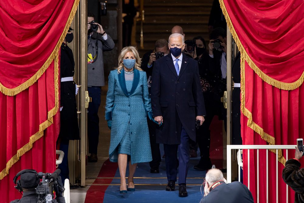 President-elect Joe Biden and Dr. Jill Biden arrive to the inaugural platform Wednesday, Jan. 20, 2021, for the 59th…