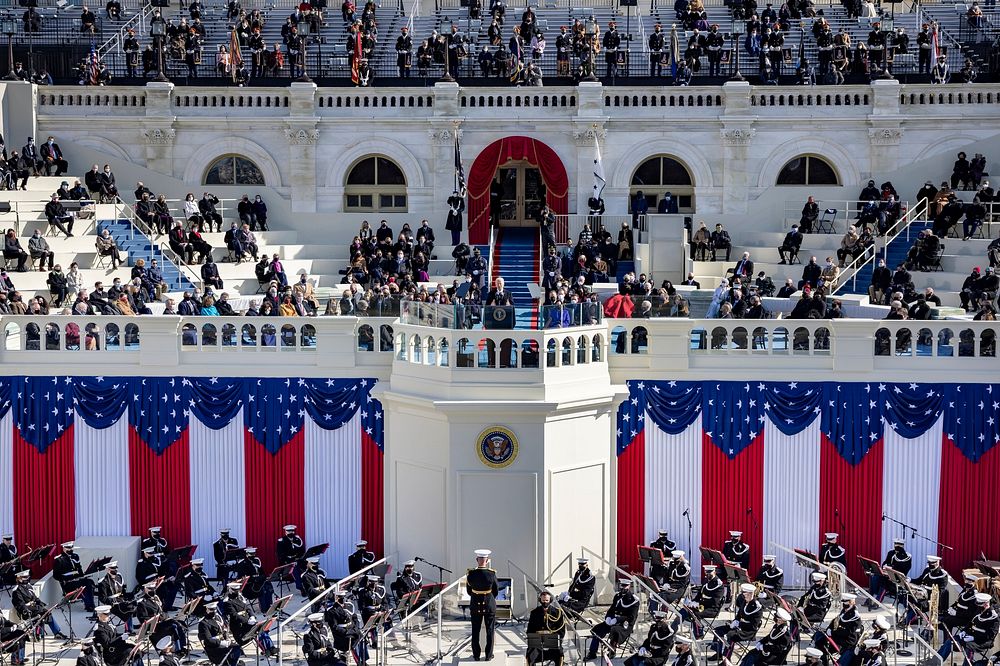 President Joe Biden delivers his inaugural address Wednesday, Jan. 20, 2021, during the 59th Presidential Inauguration at…