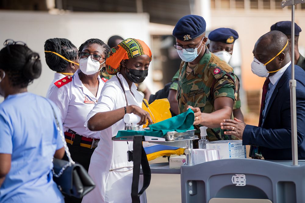 Health worker at 37 Military Hospital prepares for the administration of the first COVID-19 vaccine in Ghana.