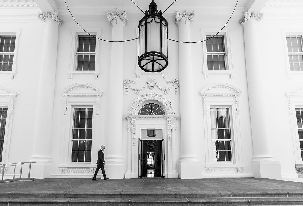 President Joe Biden walks to the North Portico entrance of the White House after delivering remarks on COVID-19 Tuesday…