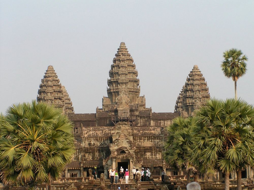 The entrance to the Angkor Wat temple in Siem Reap, Cambodia. Original public domain image from Flickr