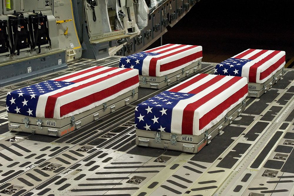 The remains of U.S. Army Staff Sgt. Jonathan M. Metzger; Spc. Christopher A. Patterson; Spc. Robert J. Tauteris Jr.; and…