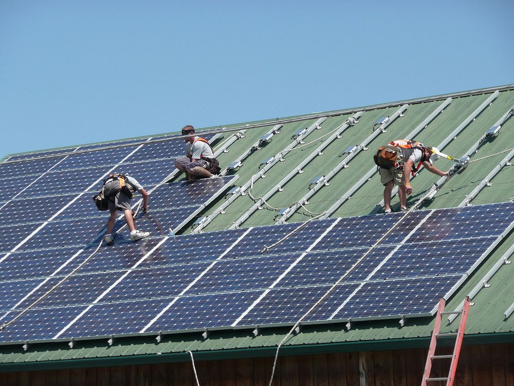 105 solar panels are installed at Littlestown Veterinary Hospital in Littlestown, PA in mid September 2010.