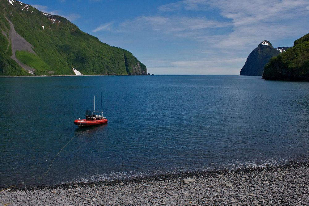 anchored patrol boat KEFJKenai Fjords National Park. Original public domain image from Flickr
