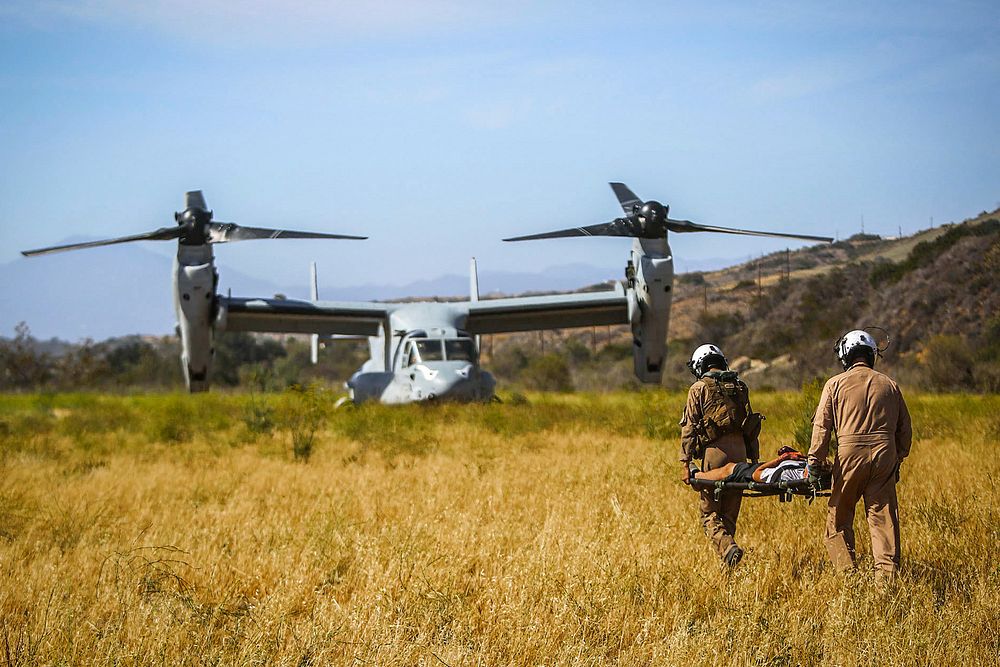 Casevac!Marines with the Battalion Landing Team 2nd Battalion, 1st Marines, 11th Marine Expeditionary Unit, carry a mock…