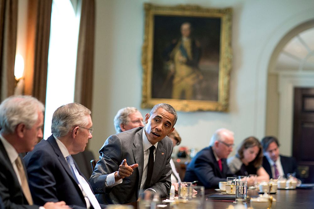 President Barack Obama meets with bicameral congressional leaders and the chairs and ranking members of congressional…
