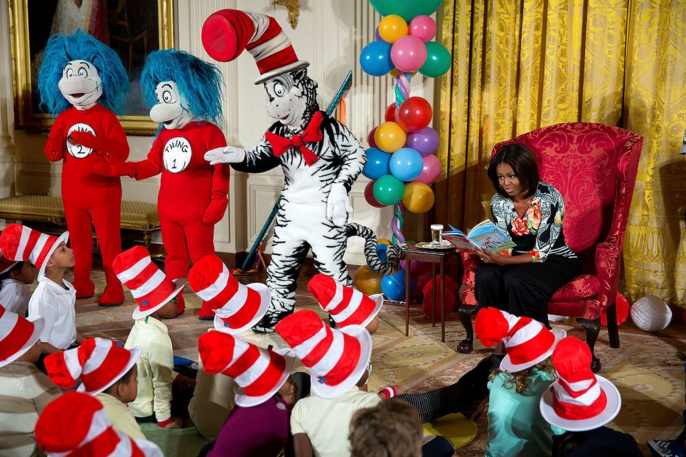 First Lady Michelle Obama hosts local students for a special reading of Dr. Seuss's "Oh, The Things You Can Do That Are Good…