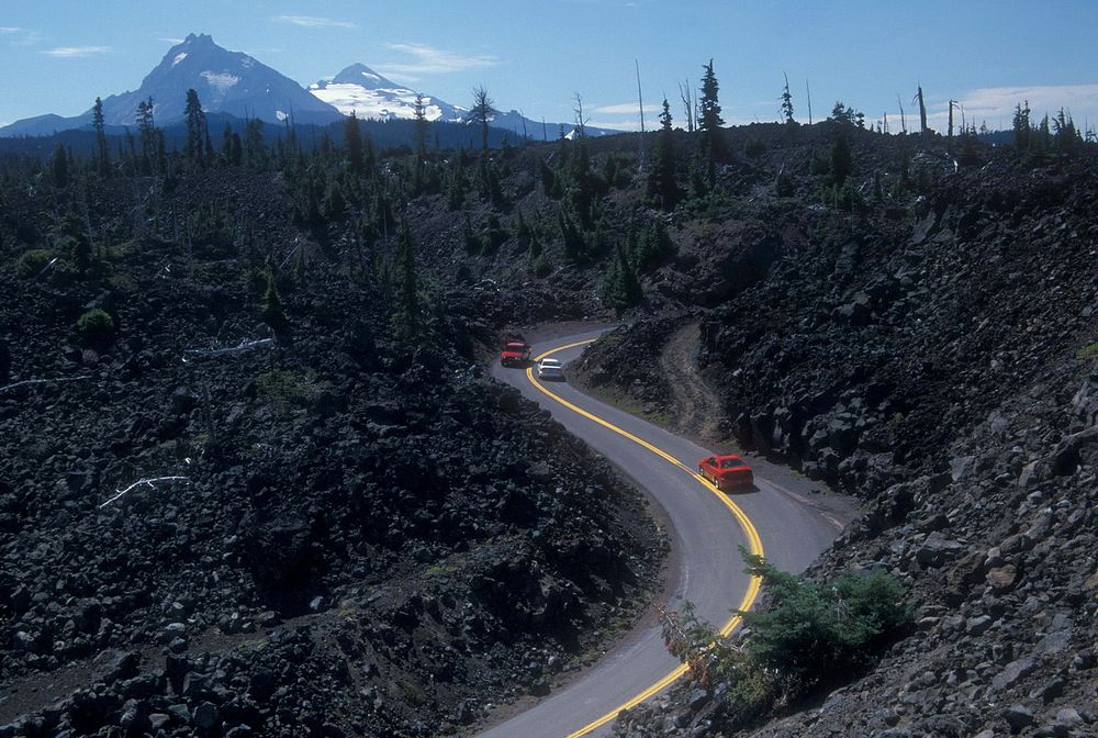 McKenzie Pass Highway by Dee Wright Observatory, Willamette & Deschutes National Forests. Original public domain image from…