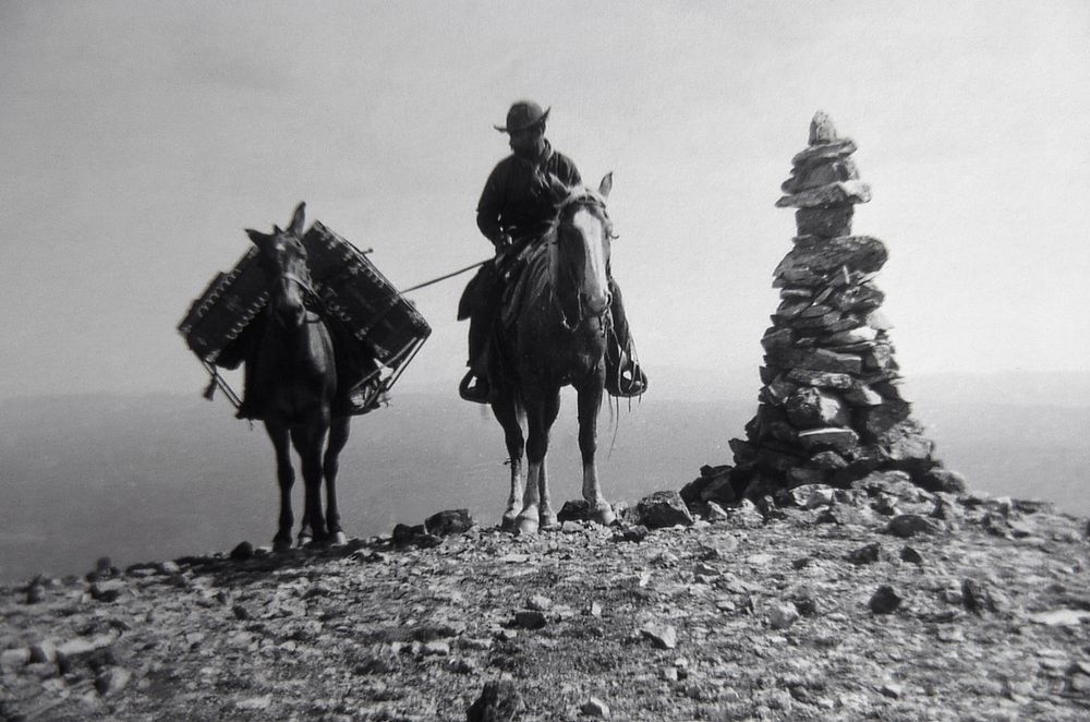 Photo of William Henry Jackson on top of Mt. Washburn by W.H. Jackson. Original public domain image from Flickr