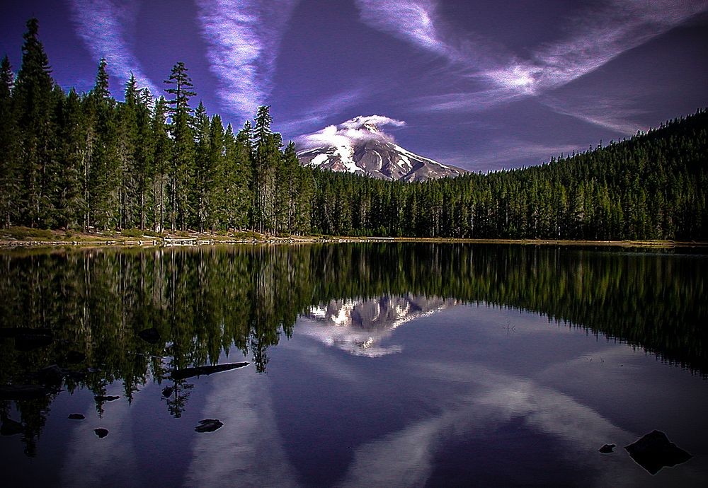 Reflection of Mt Hood in Frog Lake on the Mt Hood National Forest. Original public domain image from Flickr