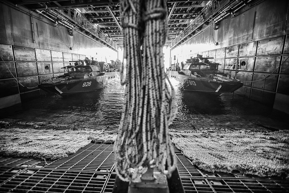 BALTIC SEA (June 8, 2016) Swedish combat boats from 1st Marine Regiment rest aboard HNLMS Johan De Witt during exercise…