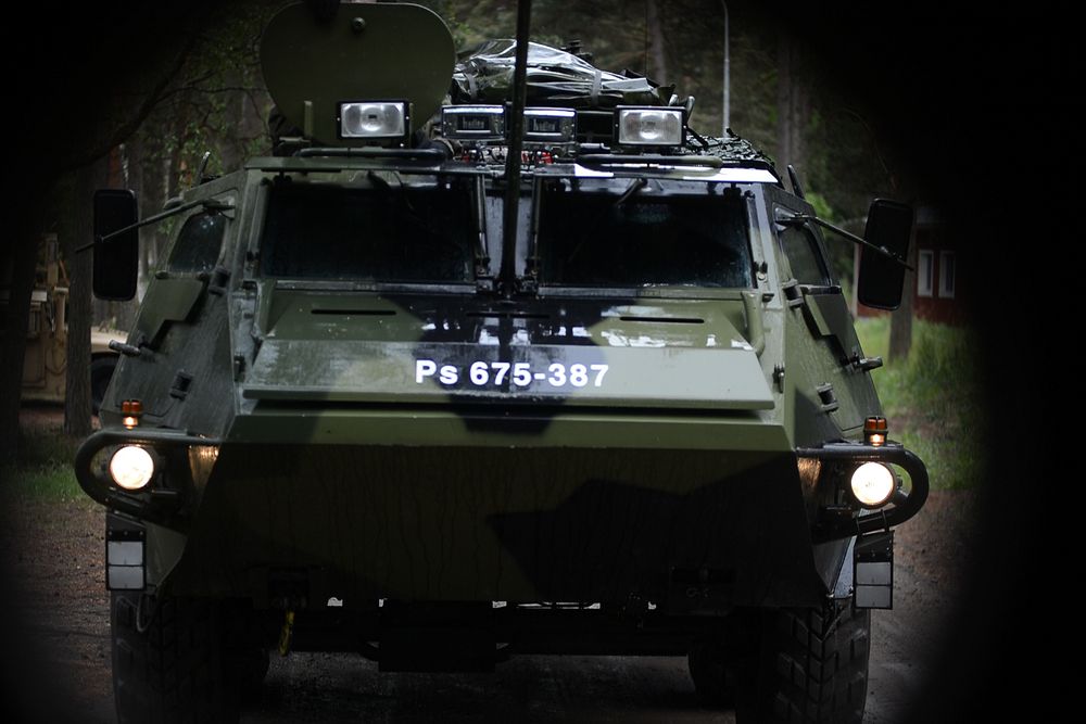 HASTO BUSO, Finland (June 8, 2016) - A Swedish armored vehicle maneuvers through Finland during BALTOPS 2016.
