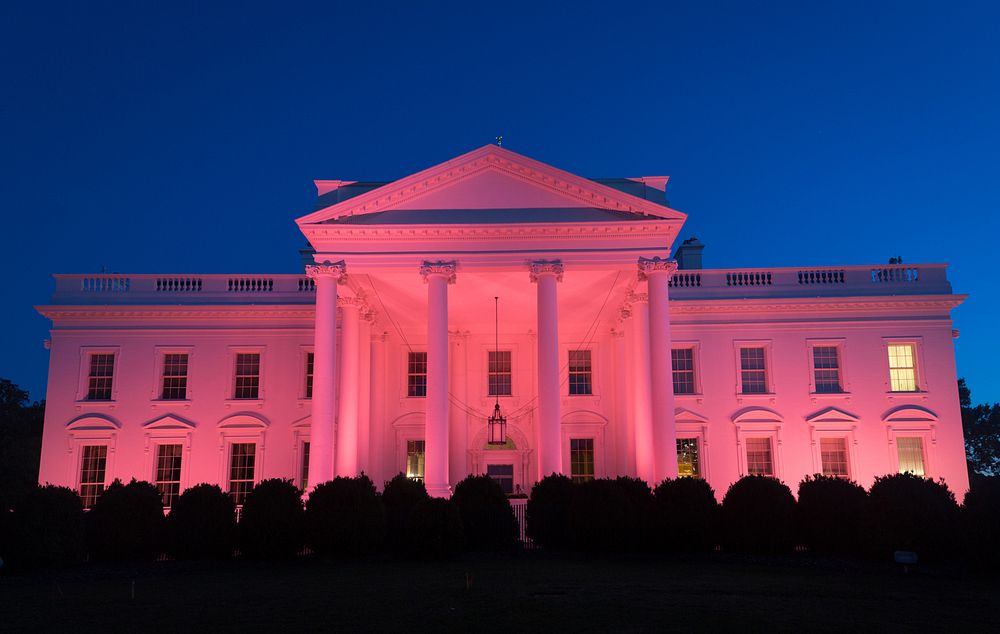 The White House illuminated pink in honor of National Breast Cancer Awareness Month | October 2, 2017 (Official White House…
