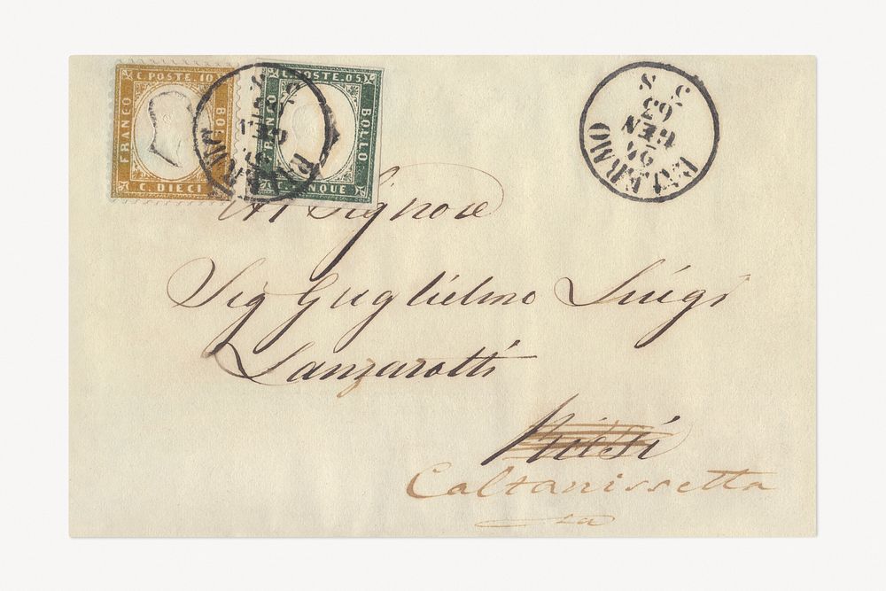 Vintage envelope with postmark and stamp 