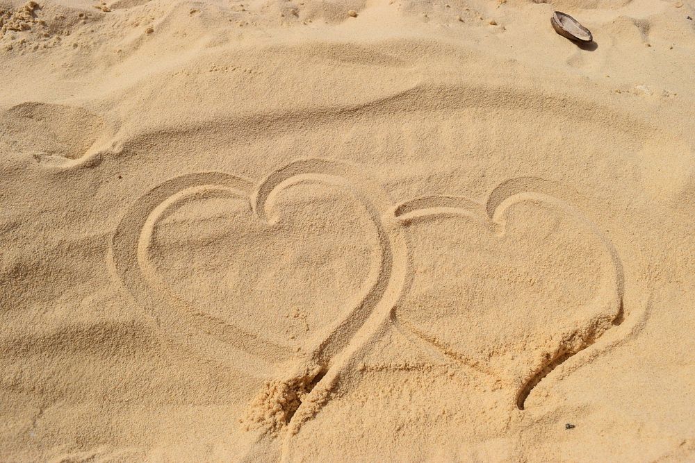 Heart on sand. Free public domain CC0 photo.