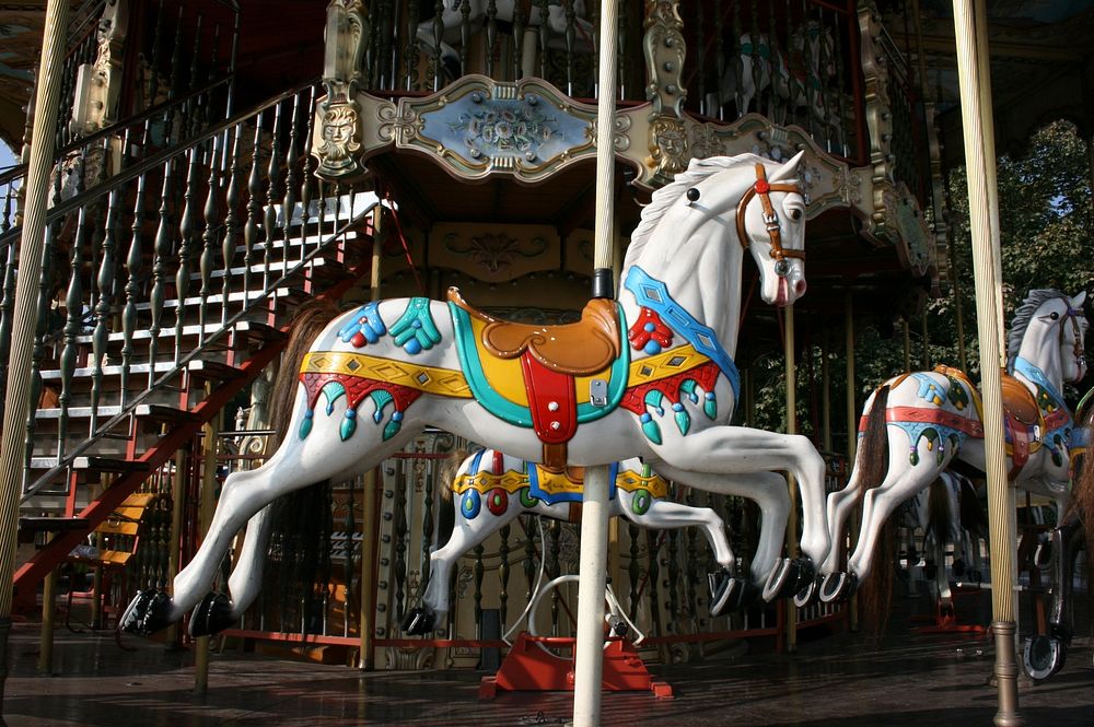 Decoratve horse carousel. Free public domain CC0 photo.