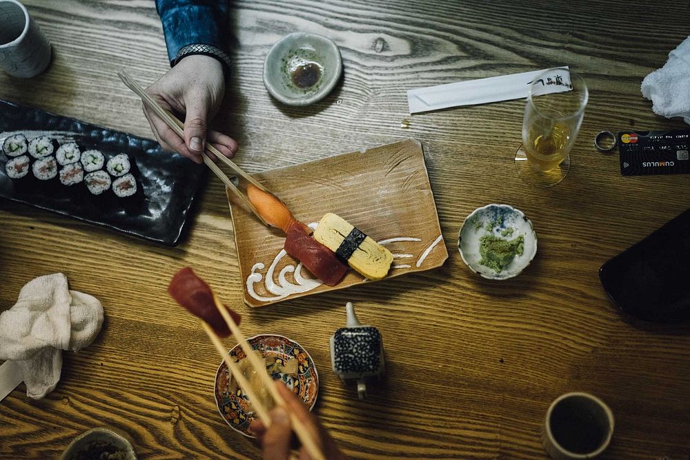 Sushi dinner, Japanese food. Free public domain CC0 photo.