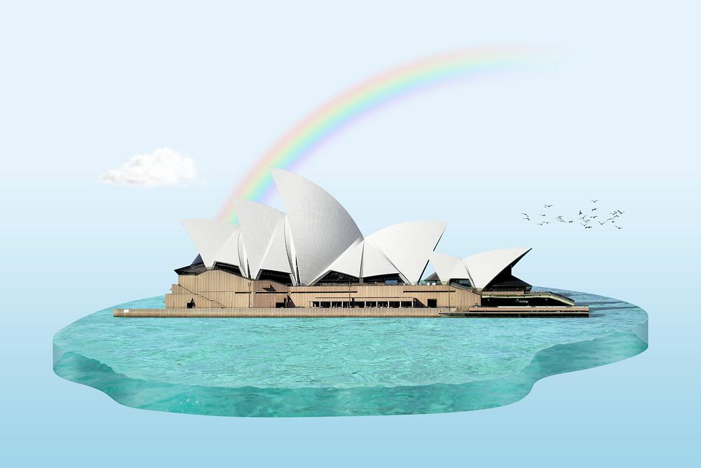 Aesthetic Sydney Opera House background, Australia's famous architecture remixed media psd