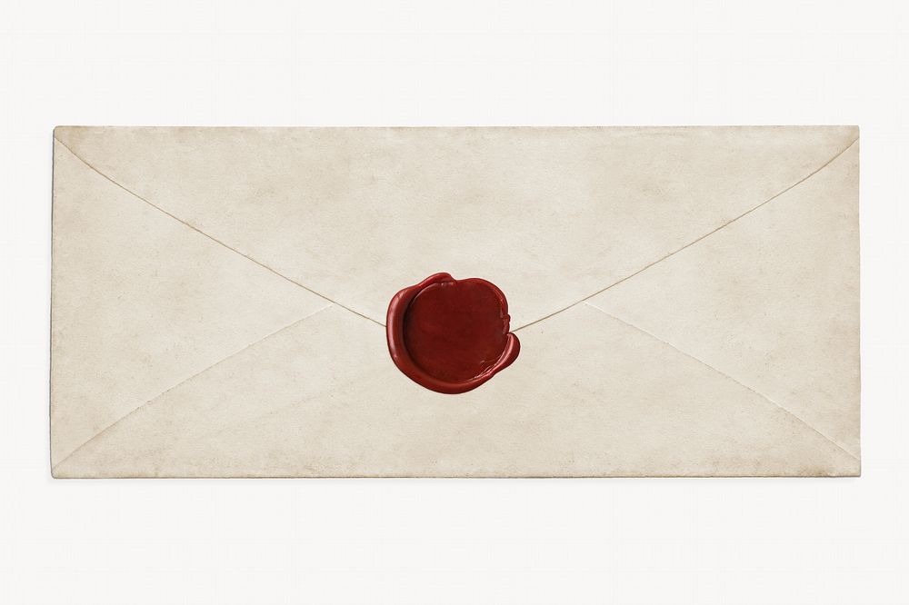 Vintage blank envelope with red wax seal