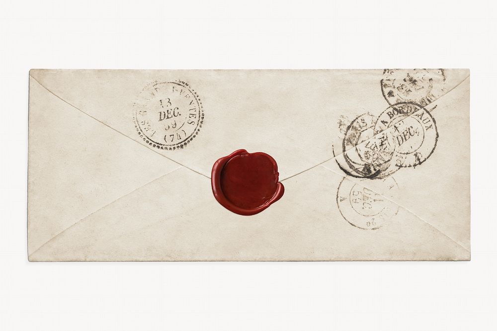 Vintage envelope with red wax seal graphic
